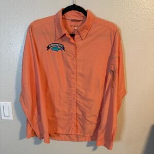 Simms Cor3 Orange Long Sleeve Button Down Shirt Women's Size Large